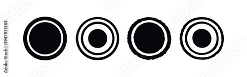 Set of concentric circle icons, abstract target or eye iris symbols, perfect for goal-oriented designs.