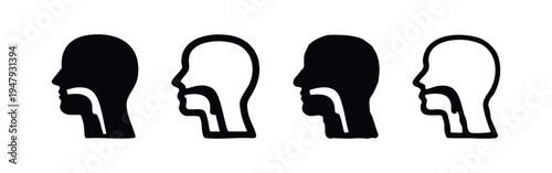 Human Head Profile with Oral Cavity and Throat Icons