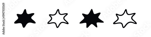 Abstract starburst shape icons set. Geometric explosion vector illustration on white background.