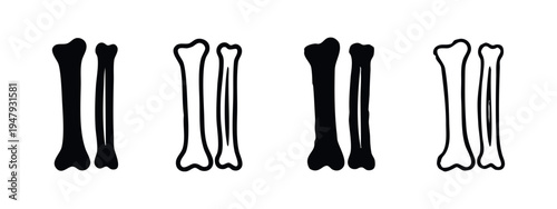 Minimalist Human Leg Bones Icon Set - Abstract Tibia and Fibula Silhouette for Medical and Healthcare Design