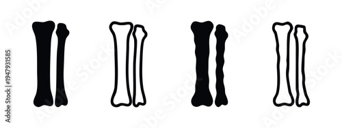 Organic Style Human Long Bones Icon Set - Abstract Femur, Humerus, or Radius Silhouette
