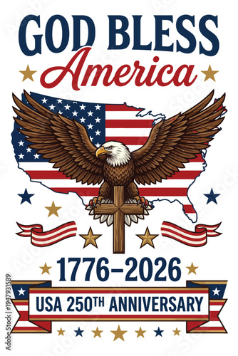 Fotografie God Bless America USA 250th Anniversary Patriotic Garden Flag Design – 1776–2026