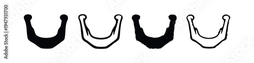 Human Mandible and Jawbone Icon Set - Anatomy and Dental X-ray Graphic Elements