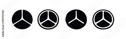 Geometric Circle with Three Divisions Icon Set for Data, Concepts, and Unity