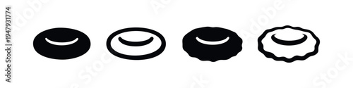 Abstract Circular Crescent Moon Smile Icon Set in Various Styles