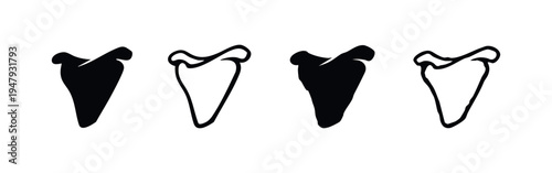 Abstract Scapula Bone or Shield Shape Icon Set with Stylized Details