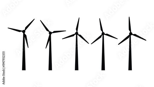 Four wind turbines standing in a row