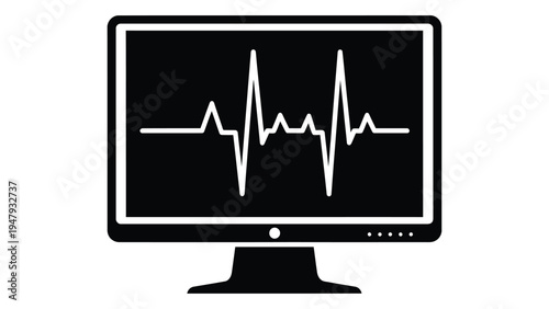 Computer monitor displaying an electrocardiogram