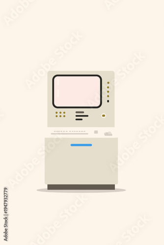 Retro Lo-Fi Computer Terminal with Neon UX Elements