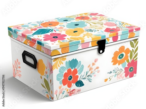 Floral pattern storage box with colorful flowers