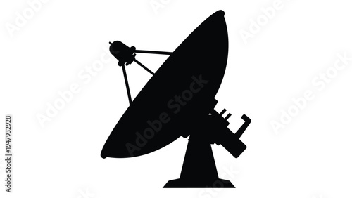 A large satellite dish on a stand