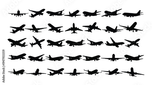 Collection of various airplane silhouettes