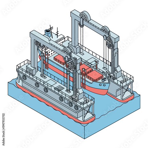 Dry Dock Industrial Structure with Ship.