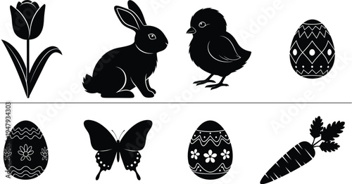 Easter symbols and spring elements