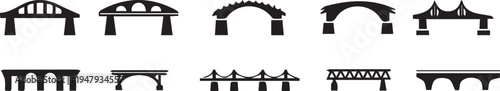 Bridge Silhouette Icon Set for Infrastructure and Architecture Design