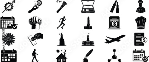 Collection of diverse icons representing various professions and activities