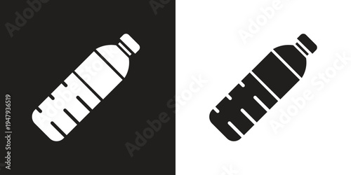 Simple graphic icon of a plastic bottle, perfect for illustrating concepts of beverages, hydration, and recycling.