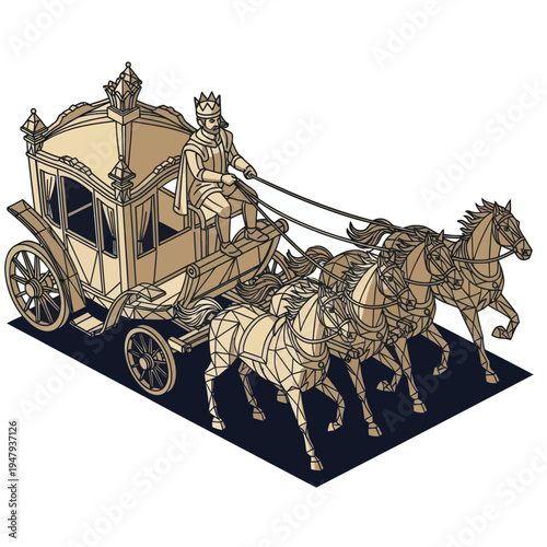 Ancient Roman Chariot with Horses and Charioteer.