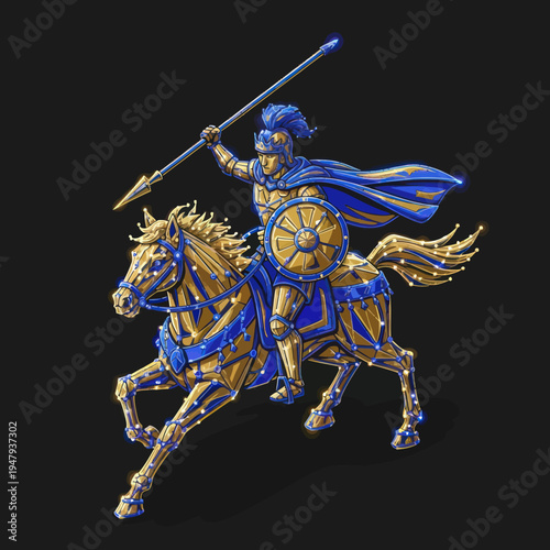 Medieval Knight on Horseback with Spear.