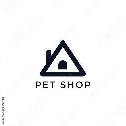 Pet shop logo featuring a triangular house outline with chimney and arched entrance symbol