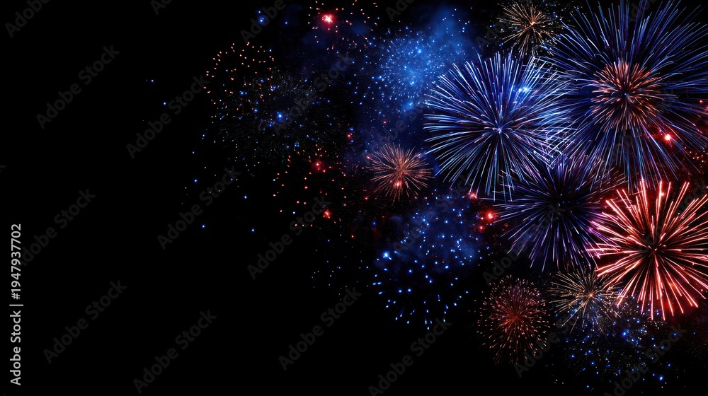 Fototapeta premium Colorful fireworks display at night