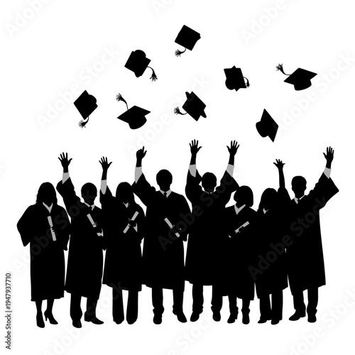 Graduates Celebrating with Academic Hats.