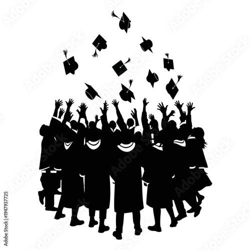 Graduates Celebrating with Academic Hats.