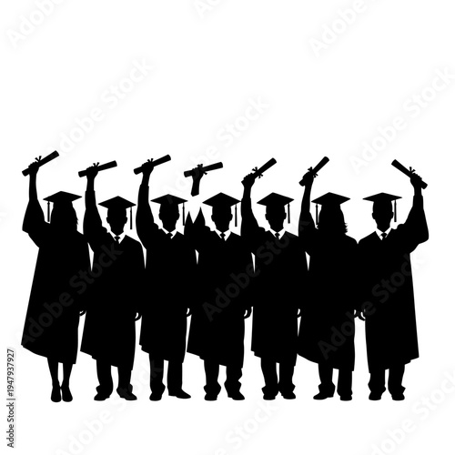 Graduates wearing gowns and caps.