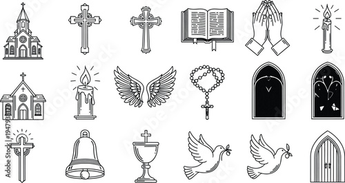 Christian religious symbols and icons collection