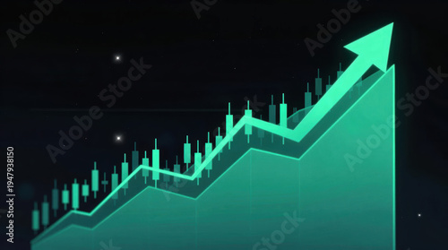 Graph shows growth trend of financial data over time with upward movement and increasing values