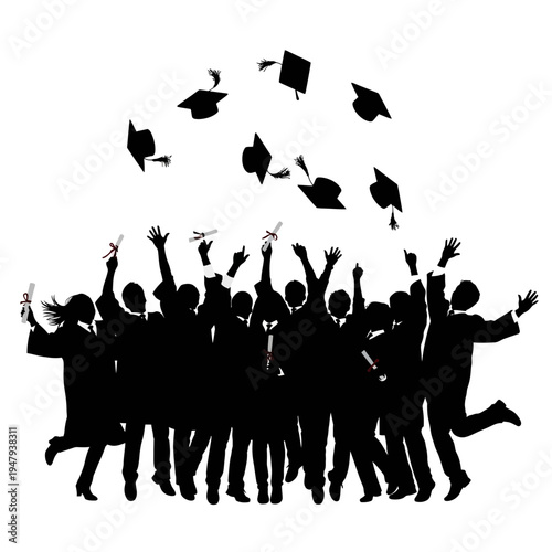 People Celebrating Graduation Day with Hats.