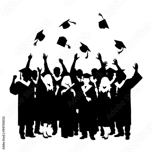 People Celebrating Graduation Day with Hats.