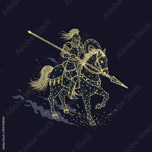 Medieval Knight on Horseback with Spear.
