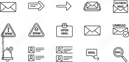Email and messaging icons set