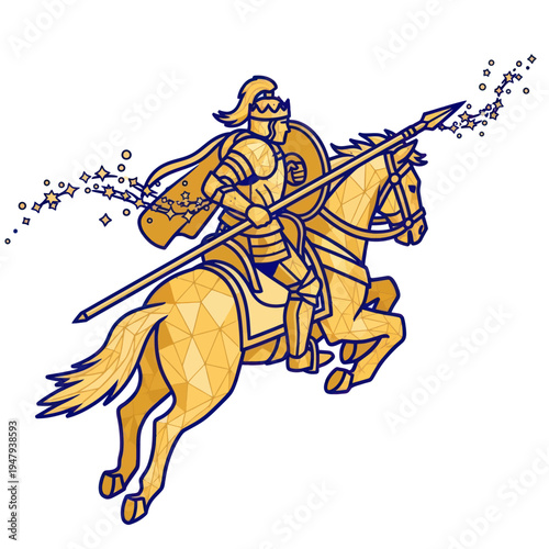 Knight on Horseback with Spear Illustration.