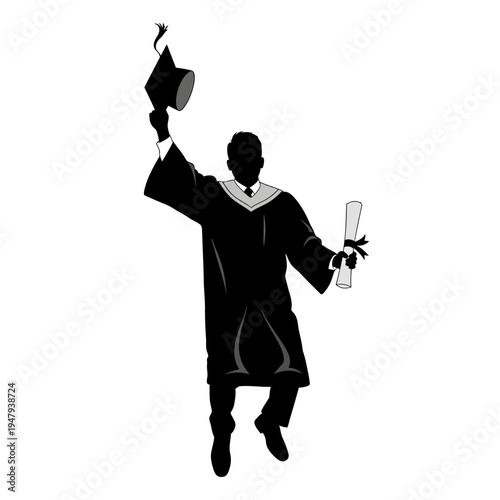 Silhouette of a graduate student.