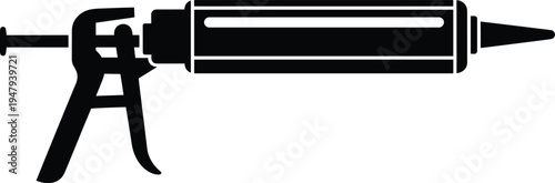 Caulking gun sealant applicator silhouette vector illustration construction tool equipment for adhesive sealing repair and maintenance work