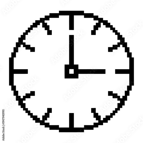 Minimalist digital vector clock design with pixel art style