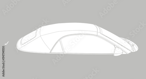 Sleek futuristic concept car side view outline drawing. Modern automotive design sketch on a grey background, transport technology.
