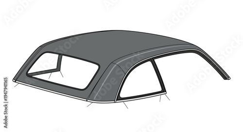 Grey classic car hardtop roof vector illustration, aftermarket automotive accessory for convertible vehicle, vintage design