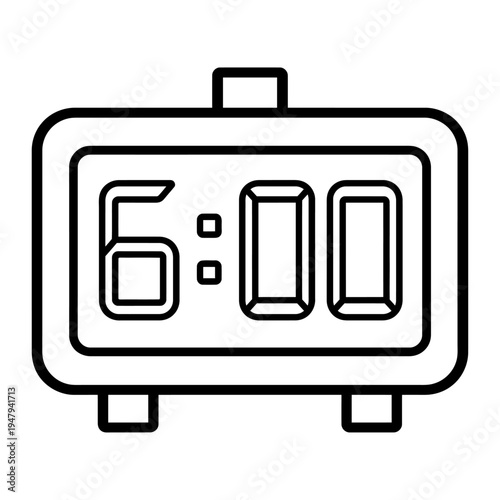 Minimalist vector of a digital clock displaying the time 6:00