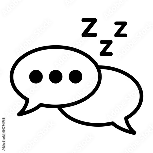 Vector of two overlapping speech bubbles with three dots and zzz symbols indicating sleep