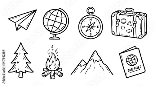 Travel and Adventure Hand-drawn Icons