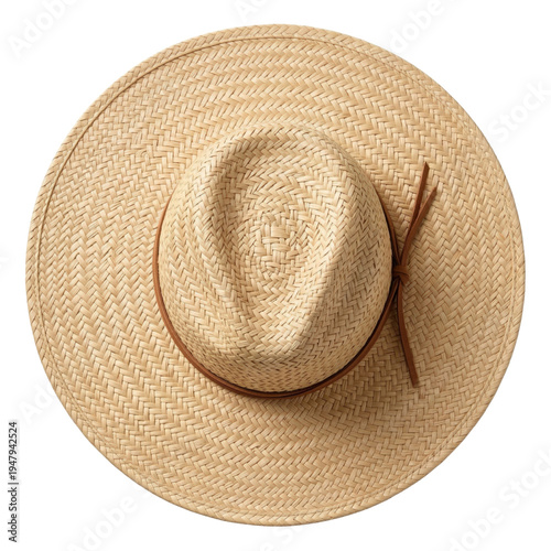 Canvastavla Top view of stylish straw sun hat