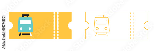 Train Ticket Icon . Minimal train ticket illustration with locomotive icon representing railway travel, transportation pass, booking, and public transit journey concept.