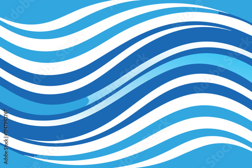 Abstract waves in shades of blue and white create a