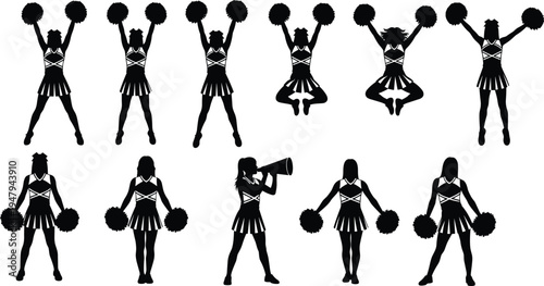 People Silhouette Vector Set Featuring Children Playing Skier And Woman Walking Dog In CAD Drawing Flat Vector Illustration Style Isolated