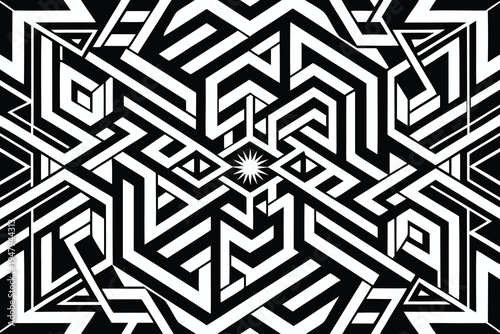 Intricate geometric pattern with a radiant starburst center high quality professional detailed modern