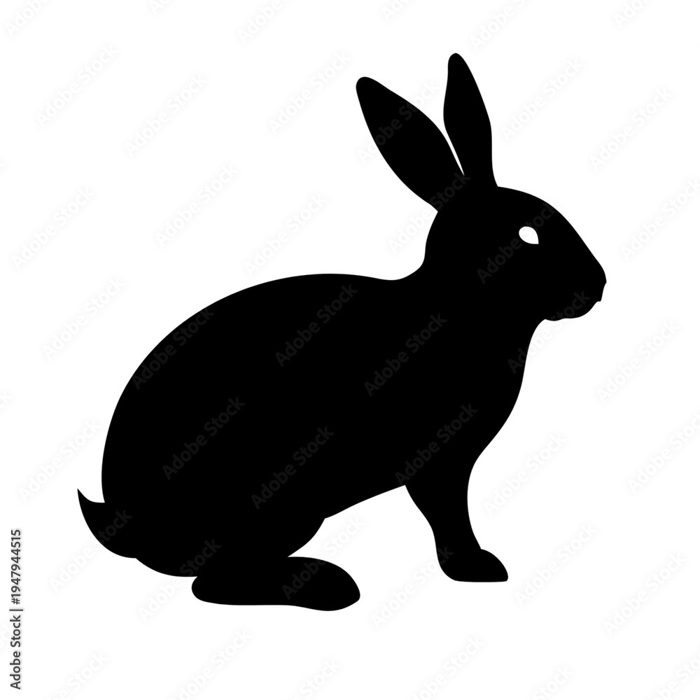 Obraz premium A sitting silhouette of a long-eared rabbit.