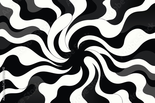 Abstract swirling pattern of black and white organic shapes high quality professional detailed